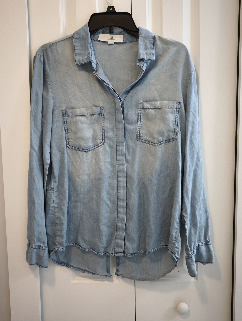 Thread & Supply Chambray Button Down Shirt Medium Blue Lyocell Lightweight Denim